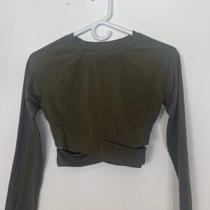Zella Dark Green Long Sleeve Crop Top